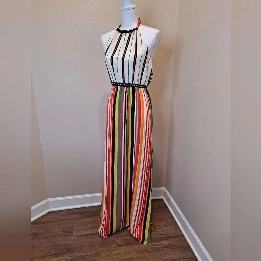 Flying Tomato striped halter neck maxi dress. Size Medium